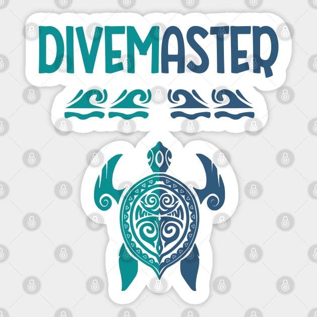 Polynesian Turtle Tattoo Design -Divemaster Scuba Diving Sticker by eighttwentythreetees